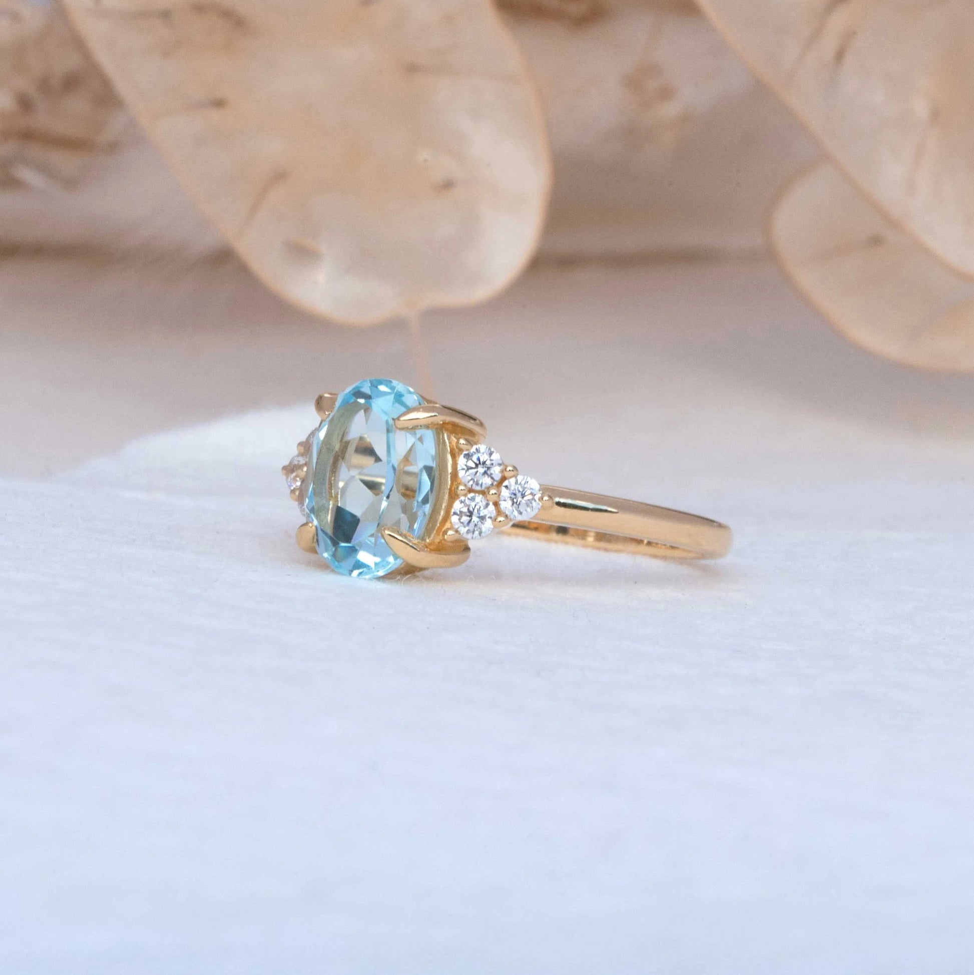 True Classic - Blue Topaz December Birthstone Gold Engagement Ring