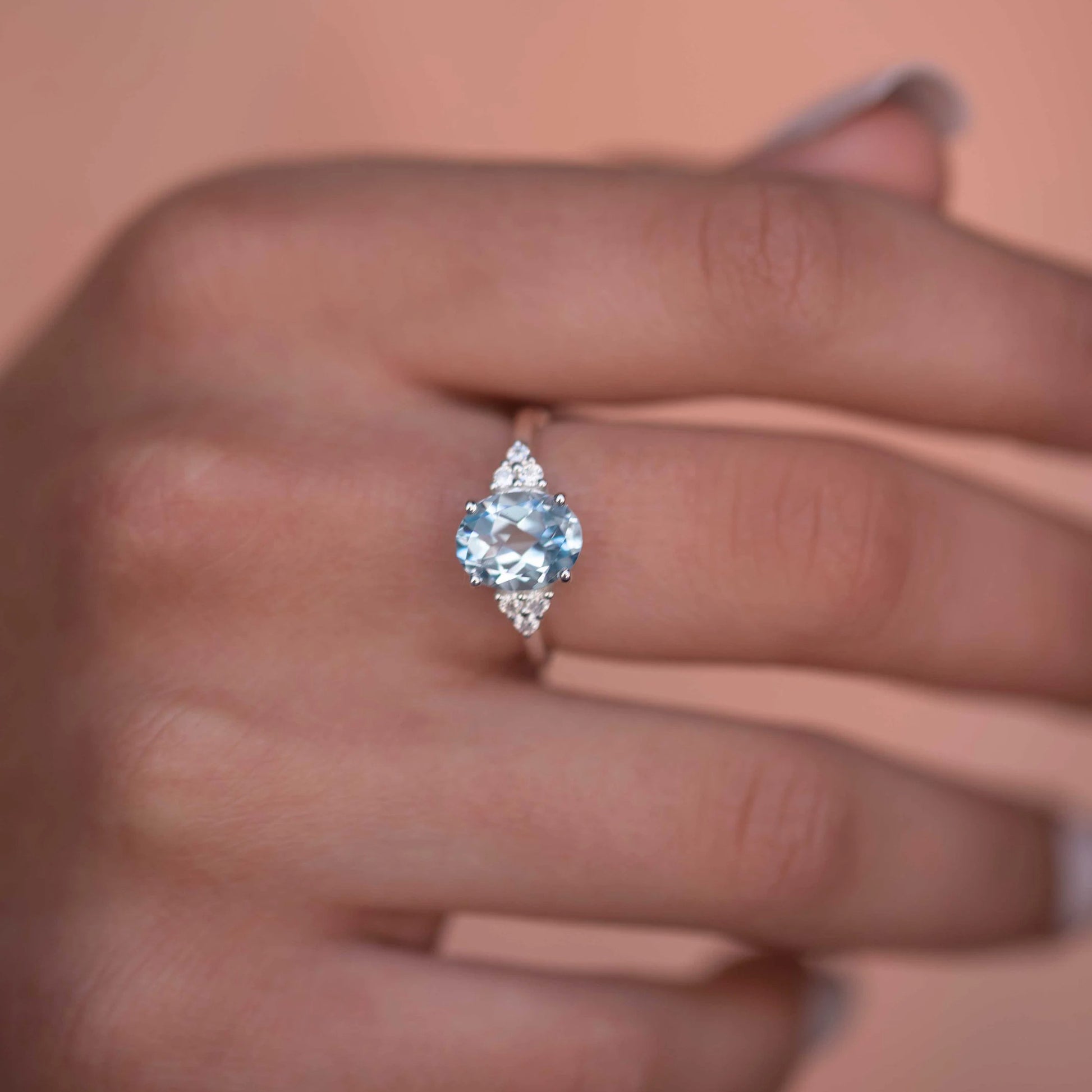 True Classic - Blue Topaz December Birthstone Gold Engagement Ring