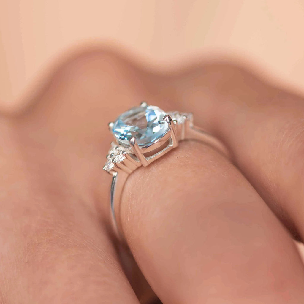 True Classic - Blue Topaz December Birthstone Gold Engagement Ring