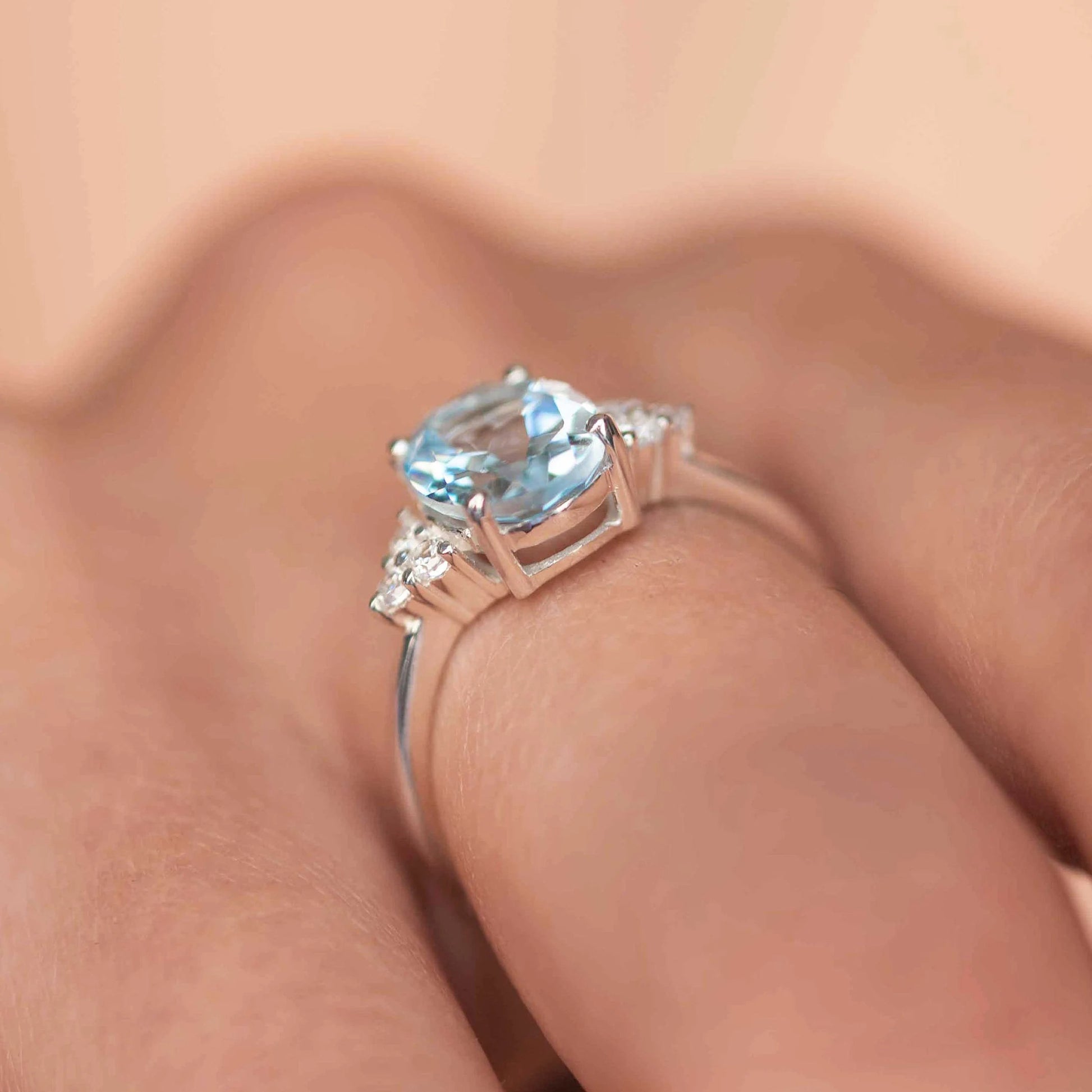 True Classic - Blue Topaz December Birthstone Gold Engagement Ring