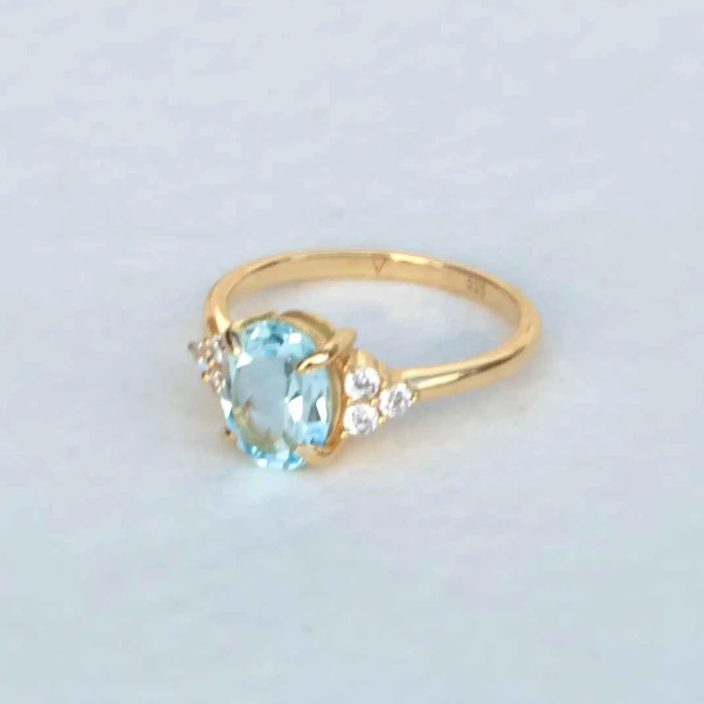 True Classic - Blue Topaz December Birthstone Gold Engagement Ring