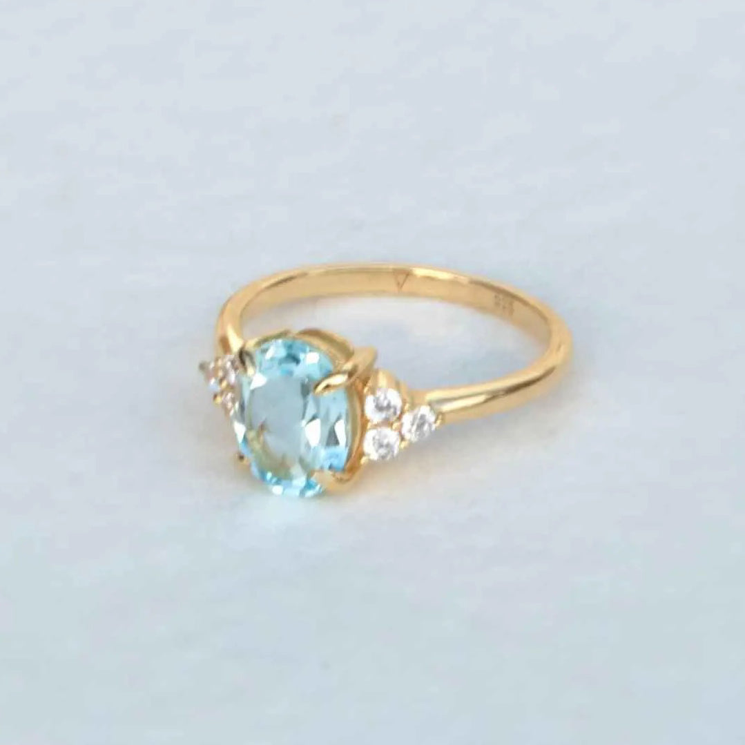 True Classic - Blue Topaz December Birthstone Gold Engagement Ring