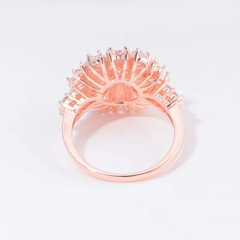 Blossom Bloom – 14K Pink Opal Flower Ring Rose Gold Engagement Ring