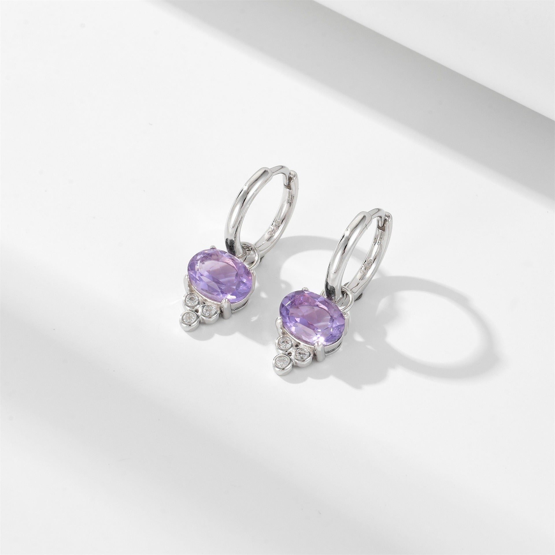 Oval Cut Amethyst Classic Minimalist Drop Earrings