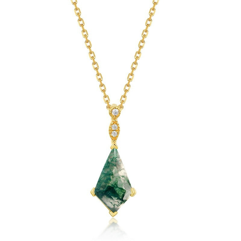 Aurelia Kite Cut Moss Agate Classic Necklace