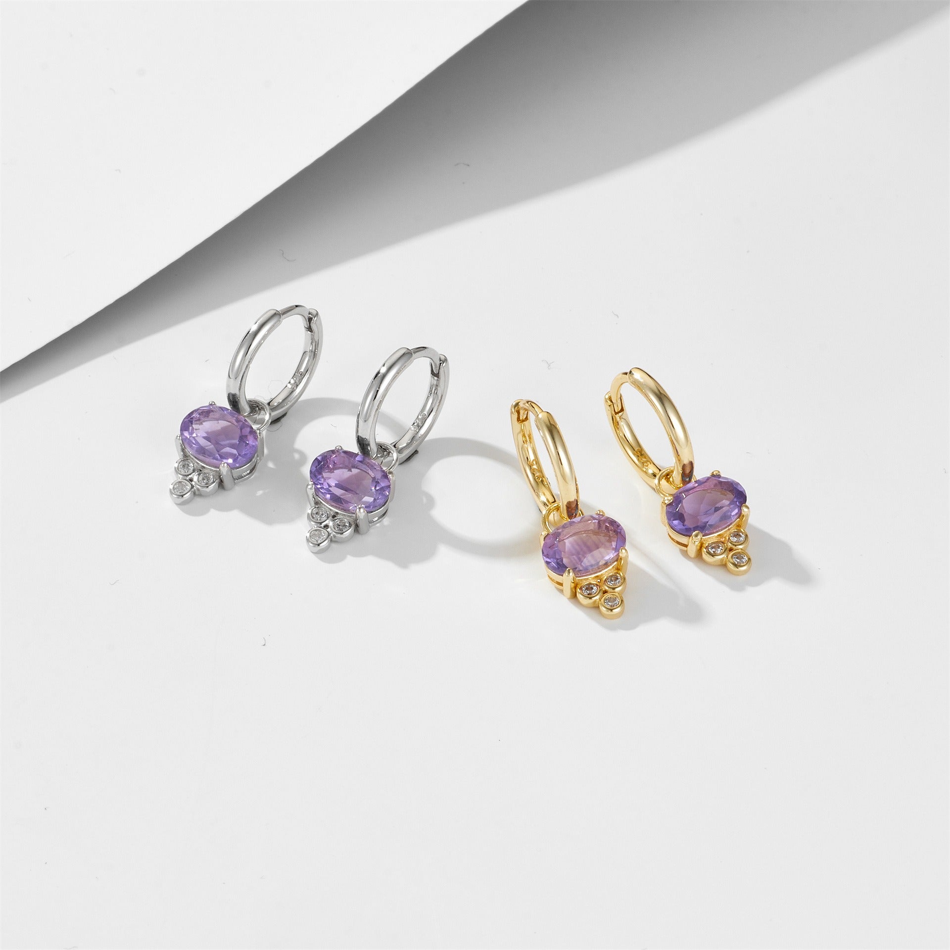Oval Cut Amethyst Classic Minimalist Drop Earrings