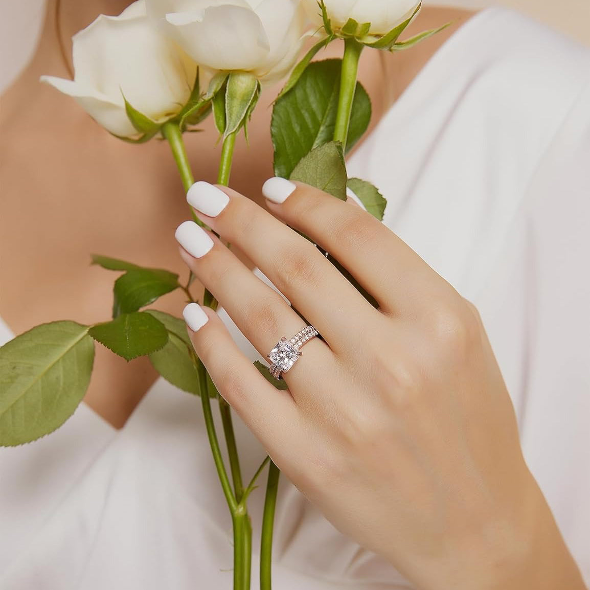 Princess Cut Moissanite Solitaire Engagement Bridal Sets