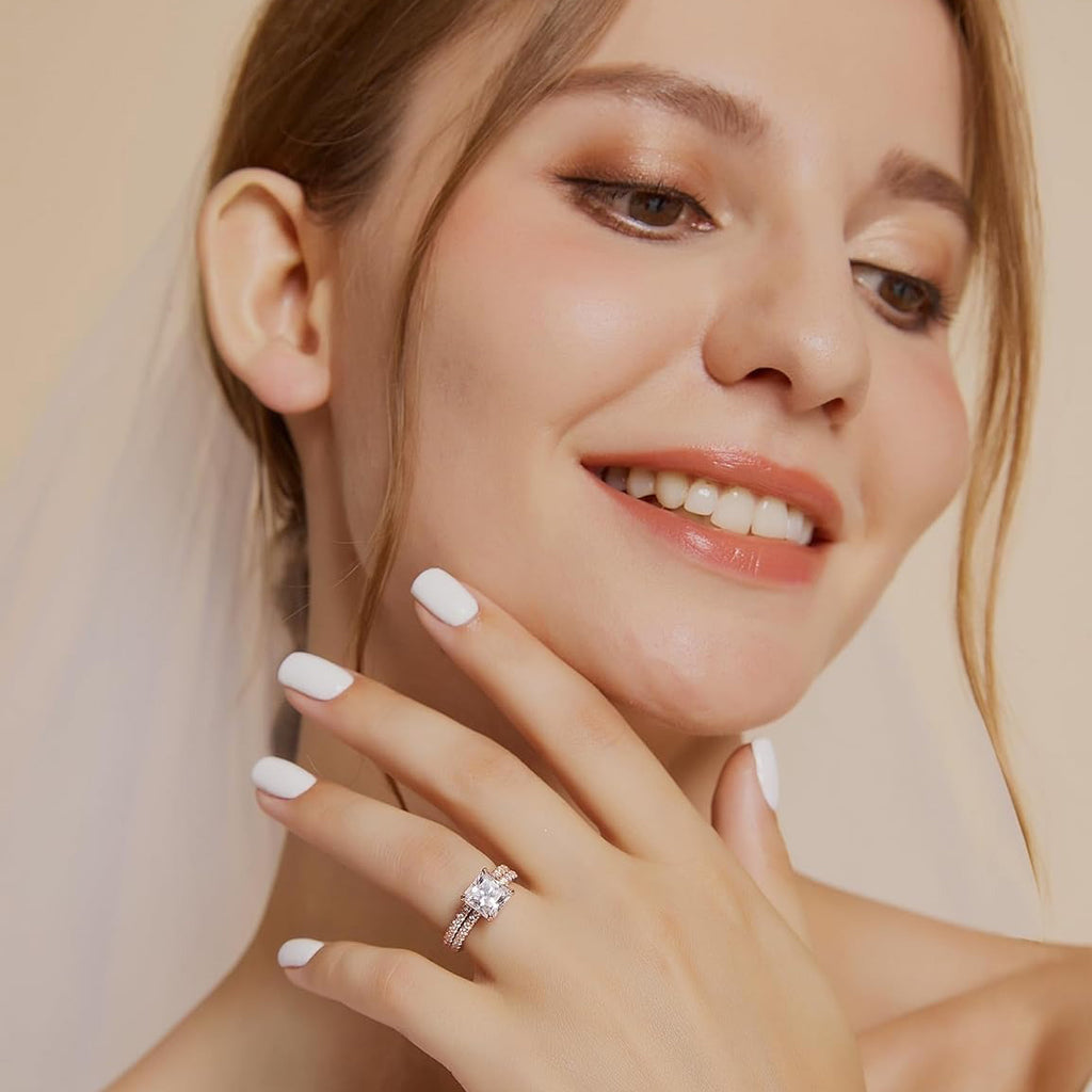 Princess Cut Moissanite Solitaire Engagement Bridal Sets