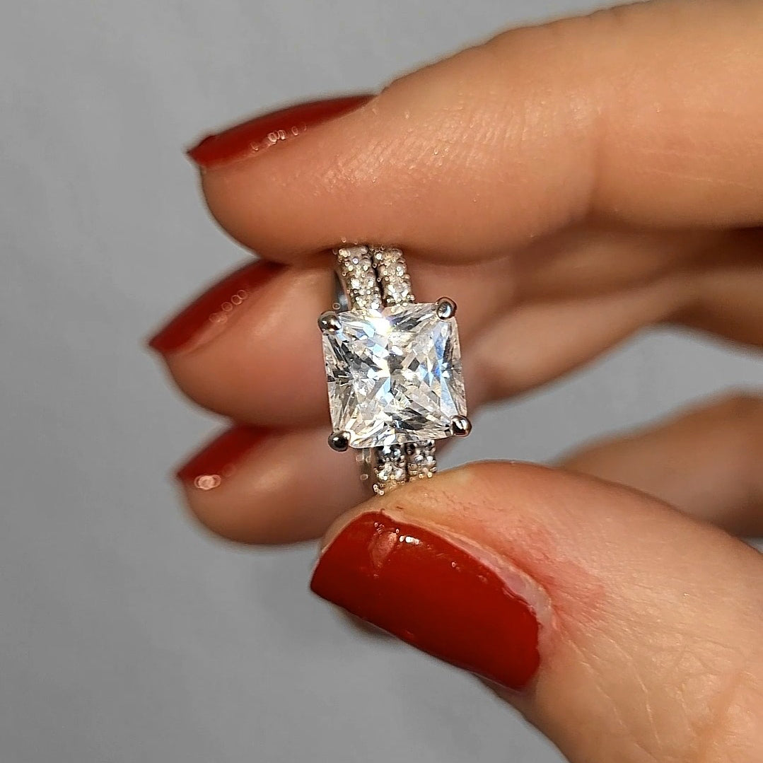 Princess Cut Moissanite Solitaire Engagement Bridal Sets