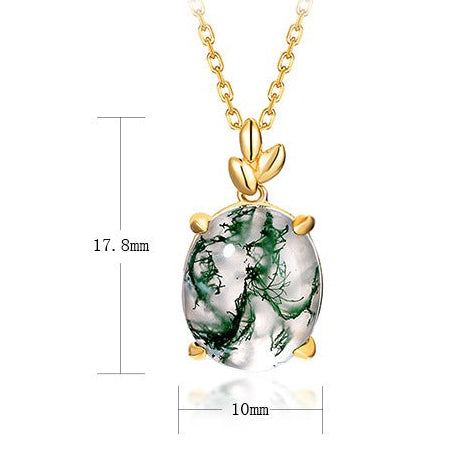 Collier personnalisé en agate mousse verte inspirée par la nature, pour ma femme « Loren »