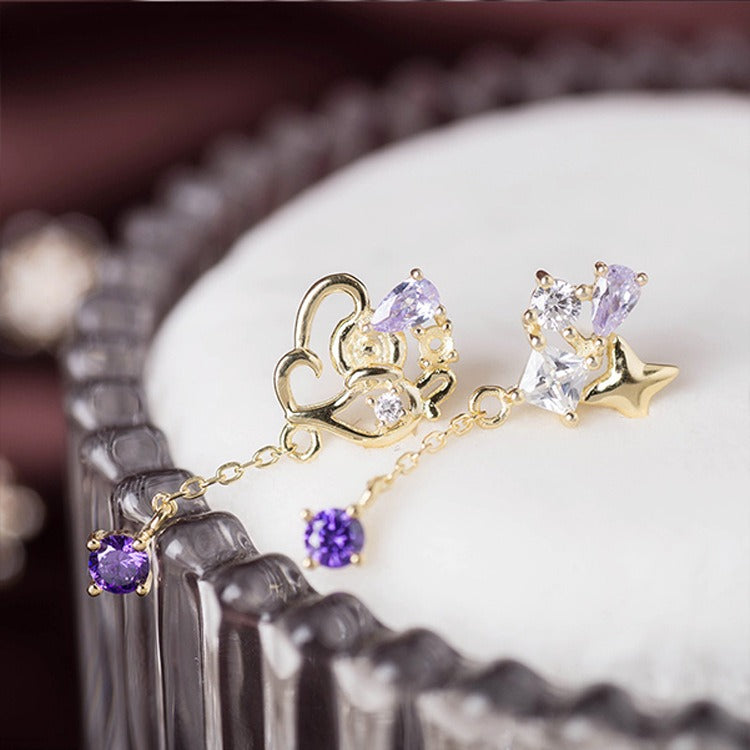 Cubic Zirconia Galaxy Collection Tassel Drop Earrings