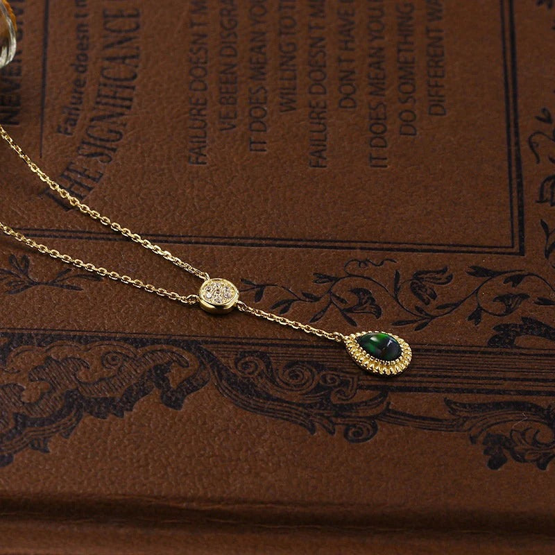 'Celestial Oasis' Pear Cut Black Opal Classic Necklace