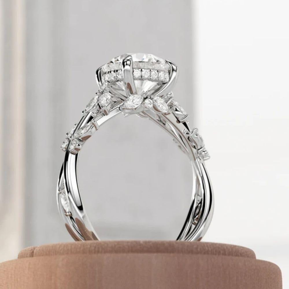 2.50CT Round Cut Twig Branch Solitaire Nature Inspired Engagement Ring