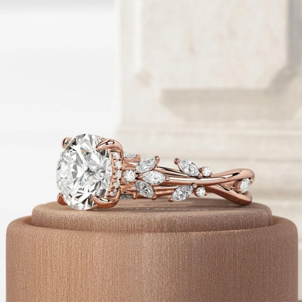 2.50CT Round Cut Twig Branch Solitaire Nature Inspired Engagement Ring