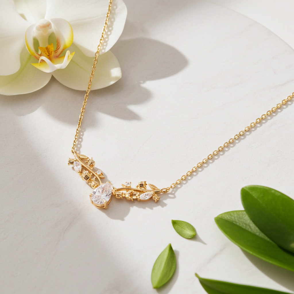 Josephine Pear Cut  Moissanite Nature Necklace