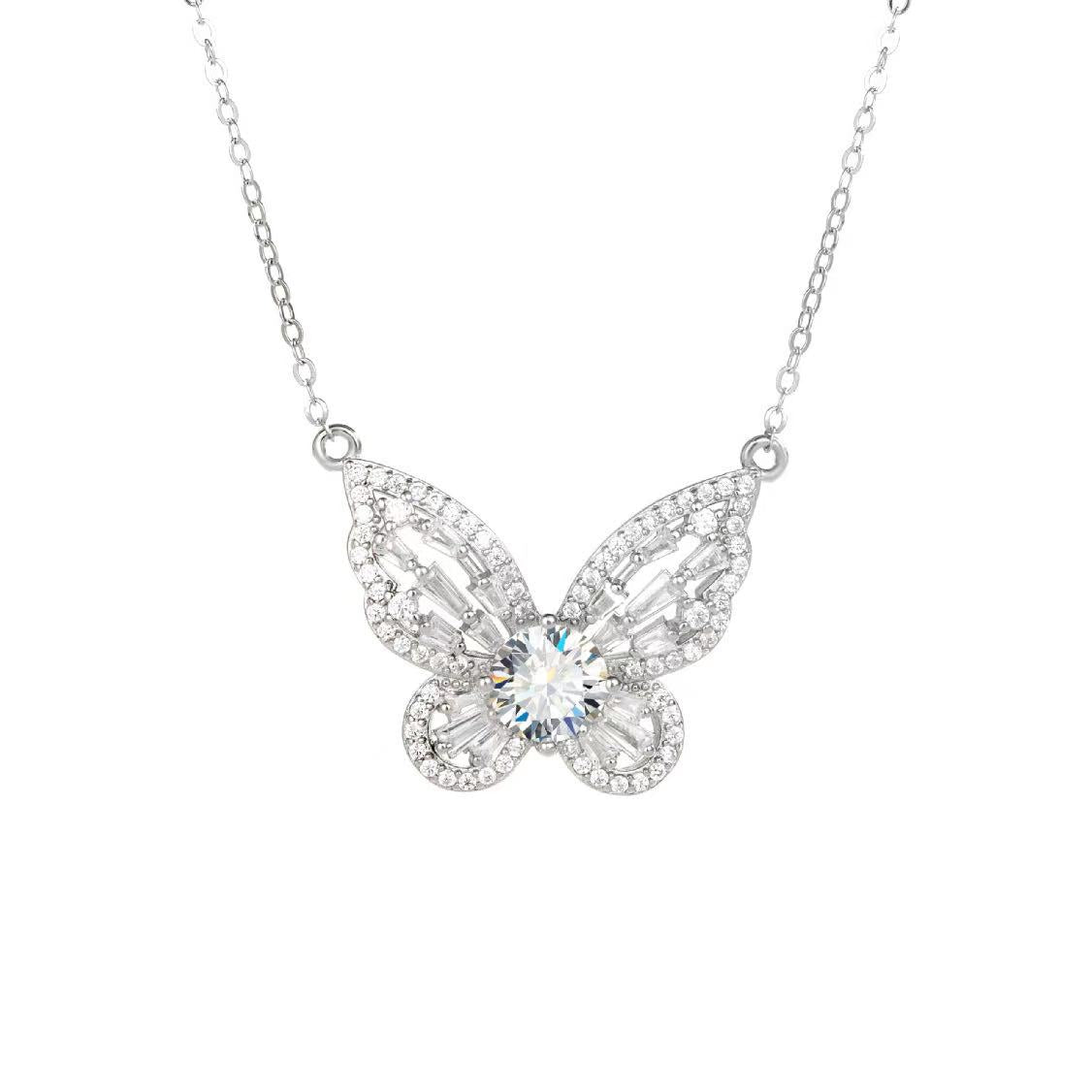 Ethereal - Round Cut Green Moissanite Unique Necklace
