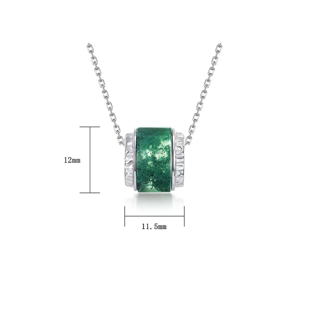 Melora - Moss Agate Inlay Halo Necklace