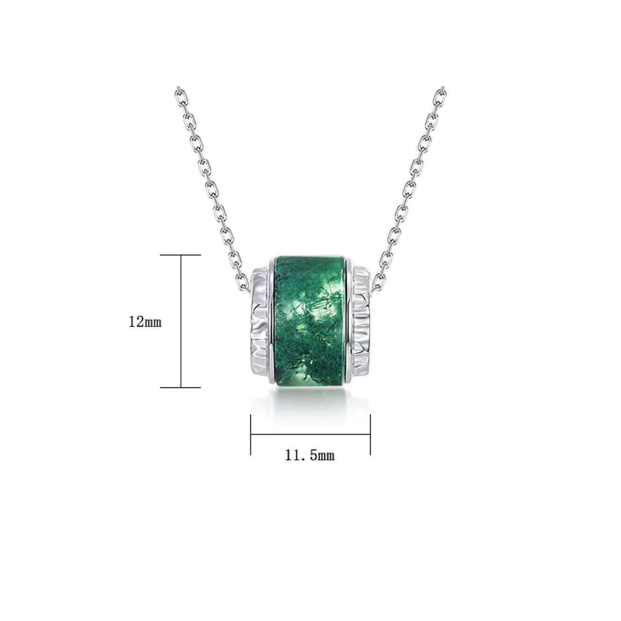 Melora - Moss Agate Inlay Halo Necklace