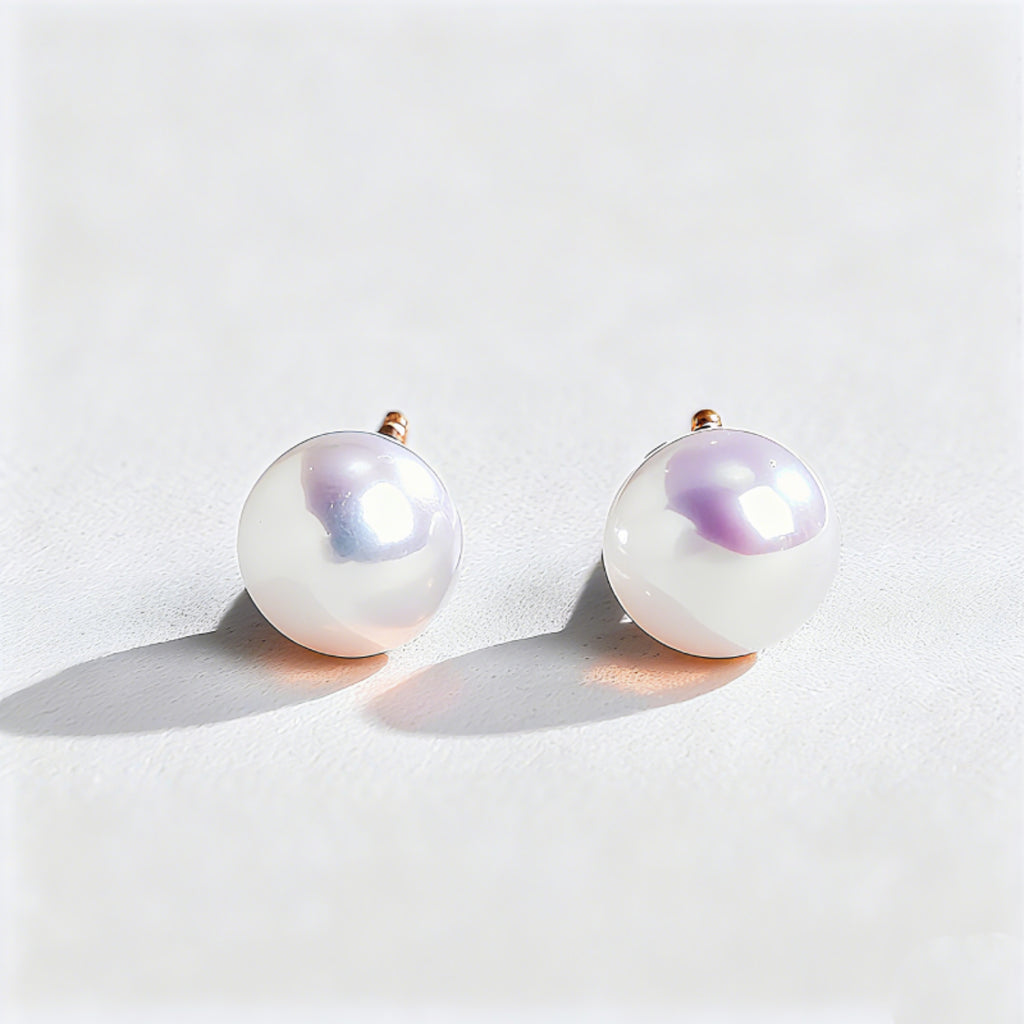 10K/14K Pearl Minimalist Classic Stud Earrings