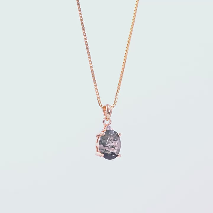Oval Cut Moss Agate Classic Necklace - Jasmine