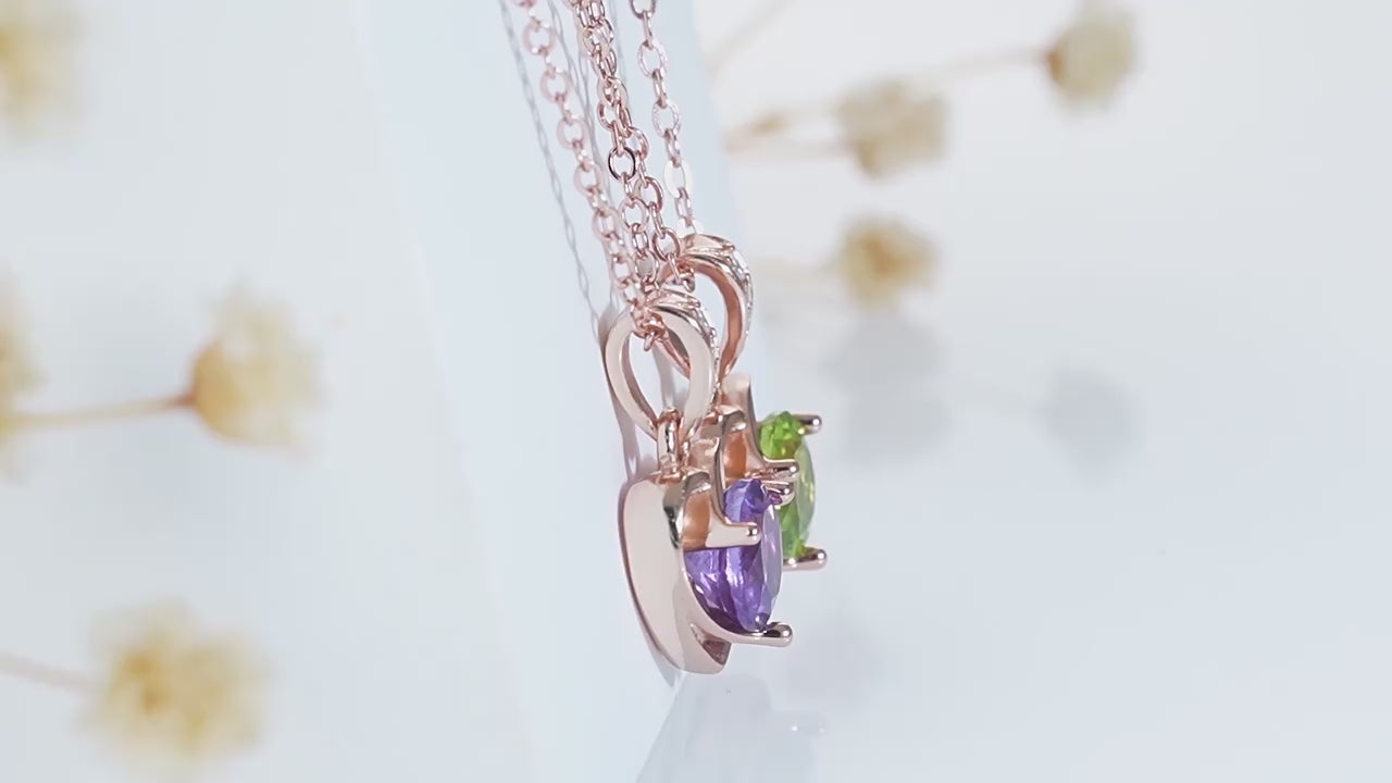 "Grace" Heart Shaped Round Cut Peridot Classic Pendant