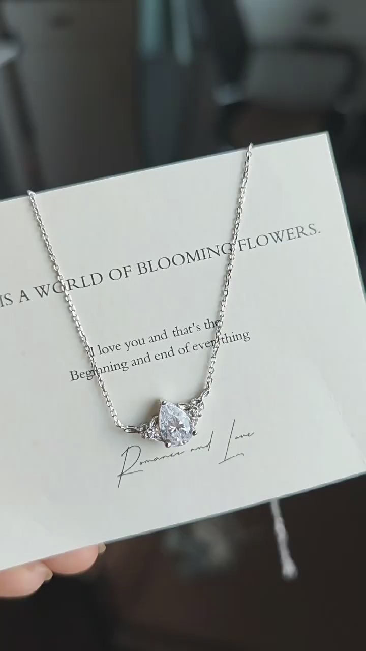 "Eira" Pear Cut Cubic Zirconia Classic Necklace