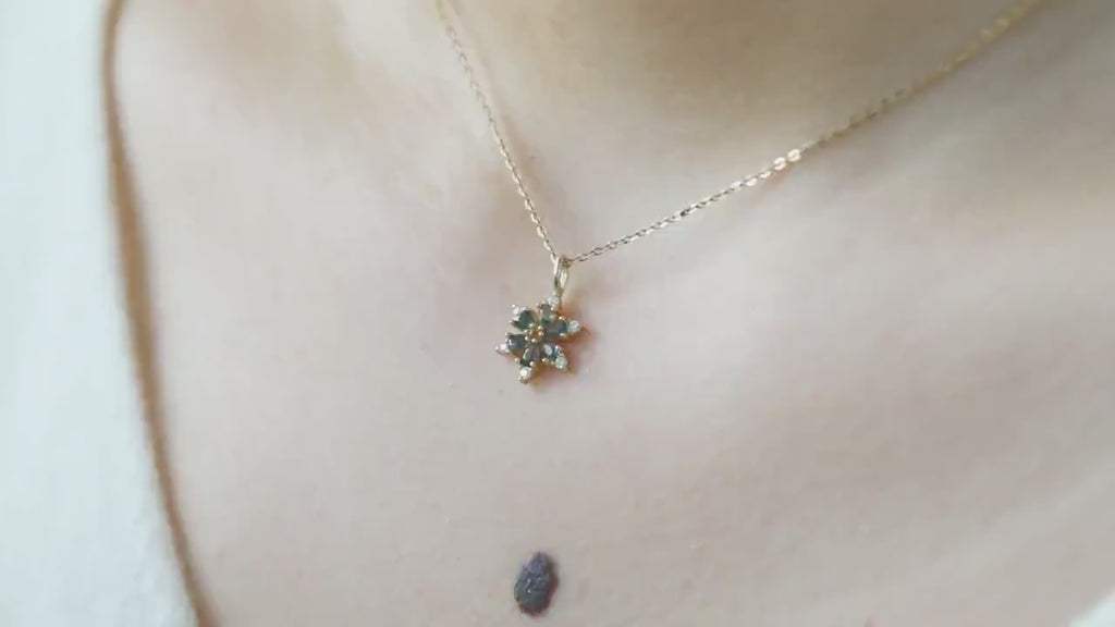 Marquise Cut Moss Agate Leaf  Necklace - ‘Clarissa’