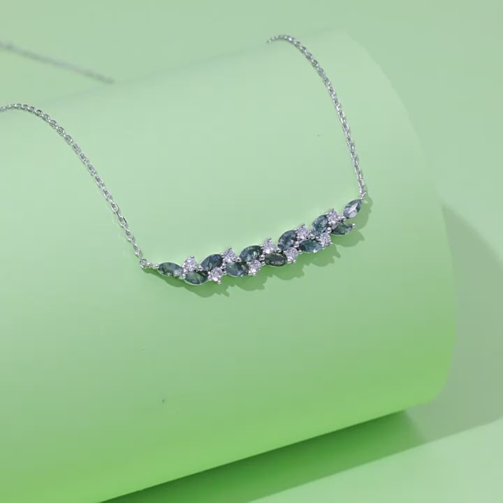 Luck Marquise Cut Moss Agate Mystical Nature Inspired Necklace