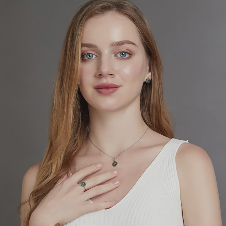 Round Cut Moss Agate Classic Necklace - Violet