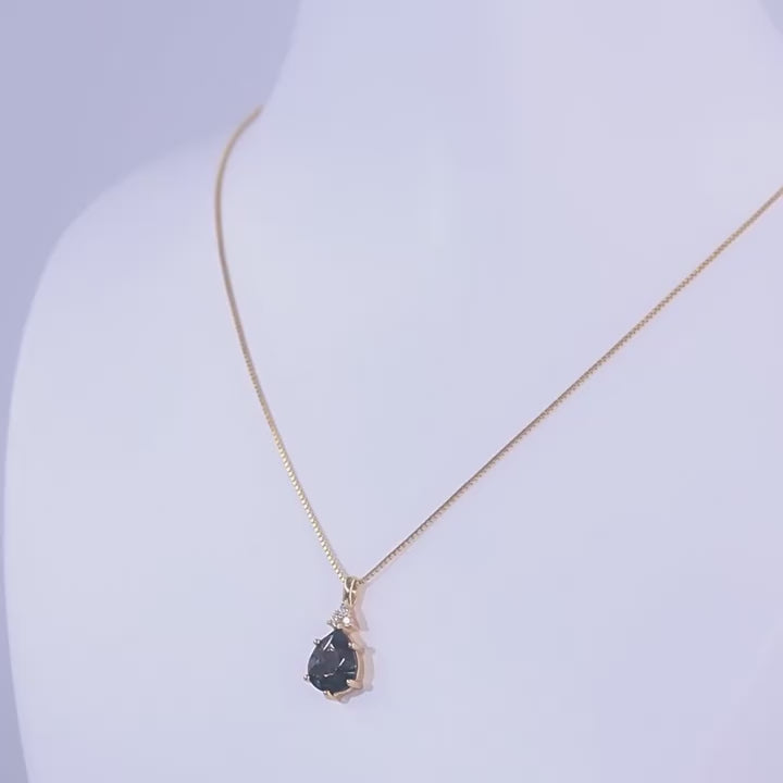 Zinnia-Pear Cut Moss Agate Classic Necklace